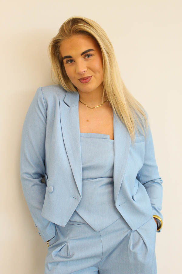 Korte blazer blauw | Sanne