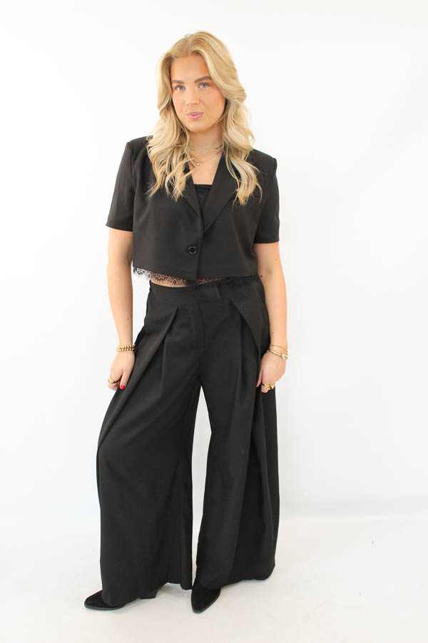 Korte blazer kant zwart | Rima - Afbeelding 2