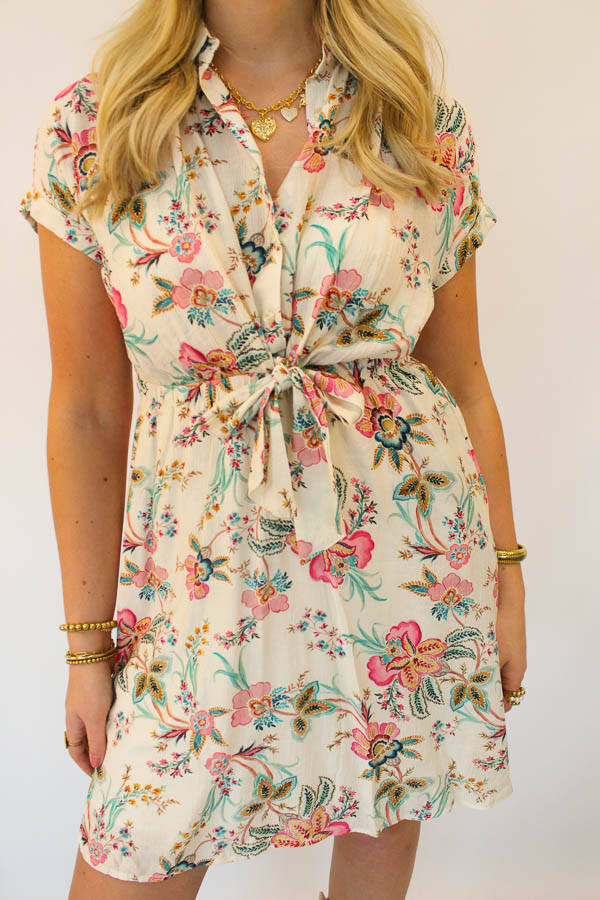 Korte jurk print beige | Livy