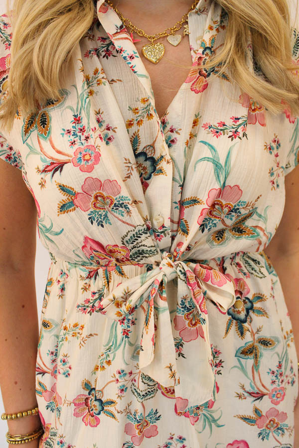 Korte jurk print beige | Livy - Afbeelding 3