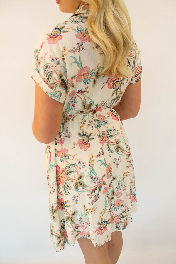 Korte jurk print beige | Livy - Afbeelding 4