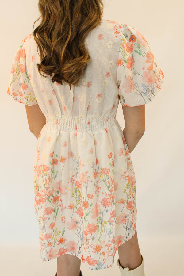 Korte jurk print ecru | Ruby - Afbeelding 3