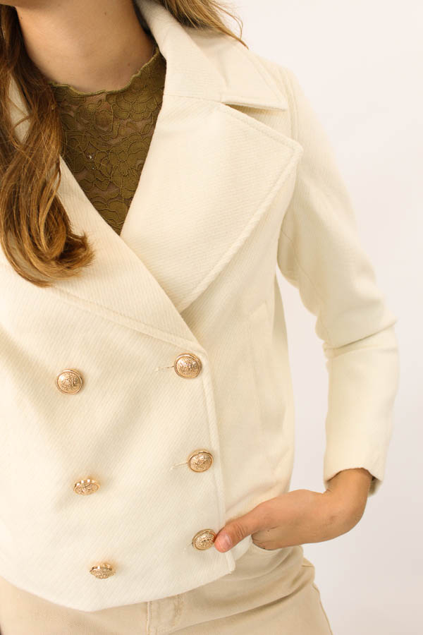 Korte mantel jas beige - Afbeelding 2