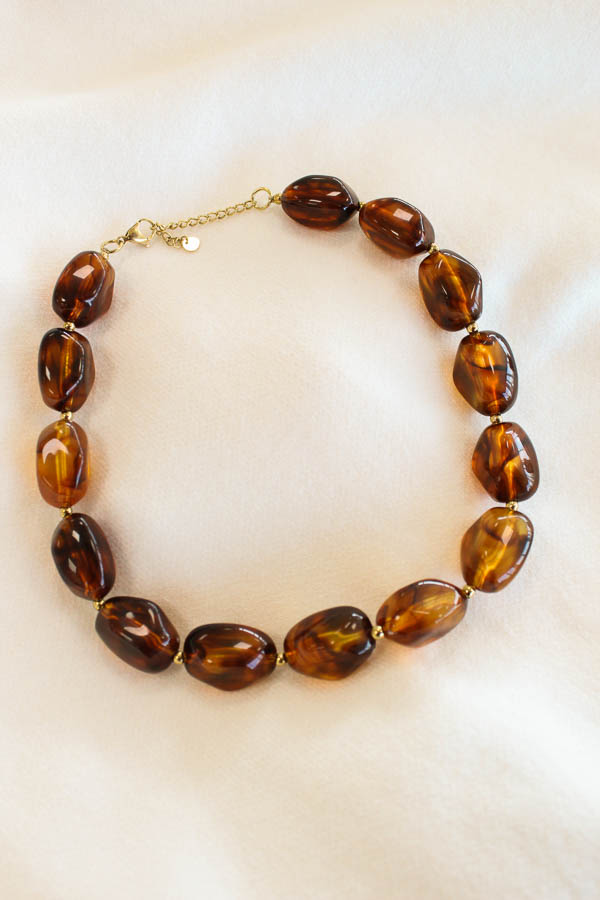 Kralen ketting bruin | Marble