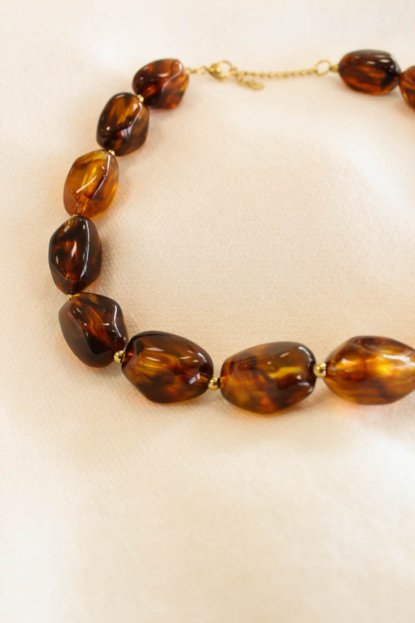 Kralen ketting bruin | Marble - Afbeelding 3