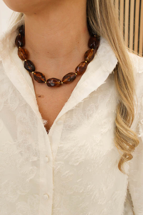 Kralen ketting bruin | Marble - Afbeelding 2