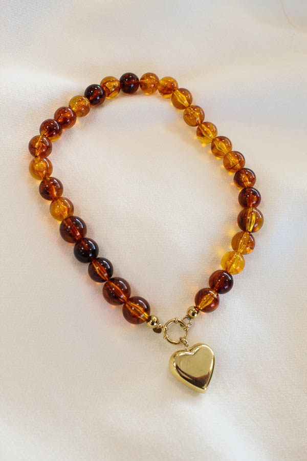  Kralen ketting hart bruin