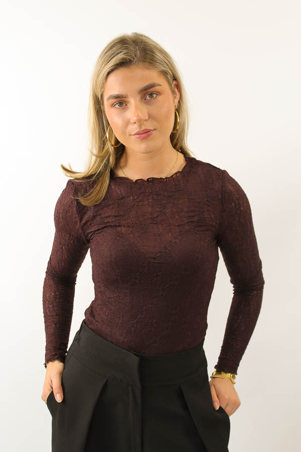 Lace top bordeaux | Loes