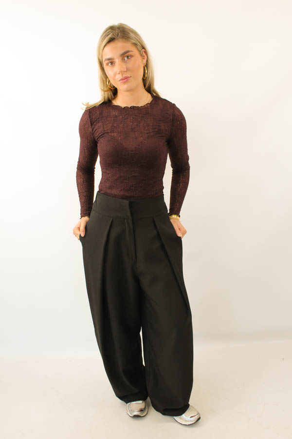 Lace top bordeaux | Loes - Afbeelding 3
