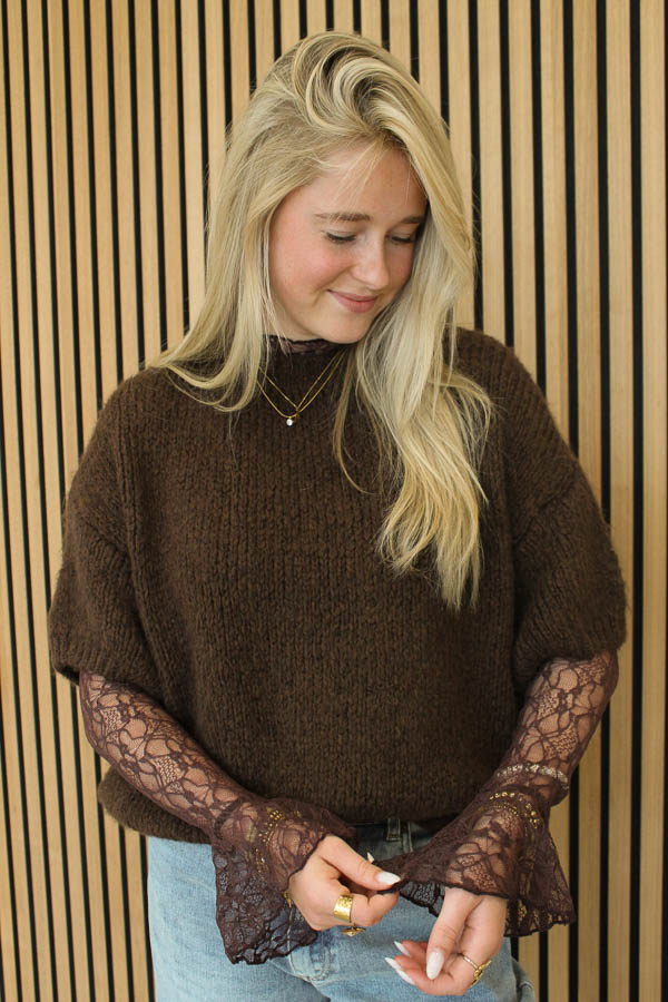 Lace top bruin | Tess - Afbeelding 4