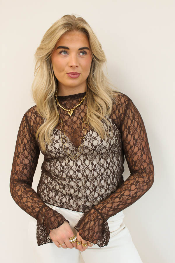 Lace top bruin | Tess