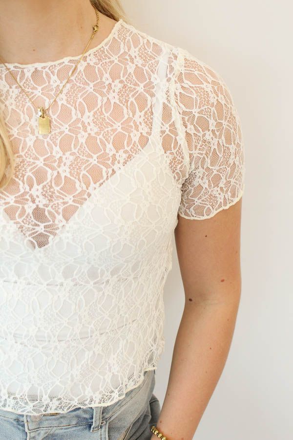 Lace top ecru | Senna - Afbeelding 2