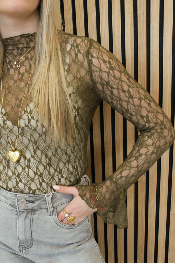 Lace top kaki | Tess - Afbeelding 2
