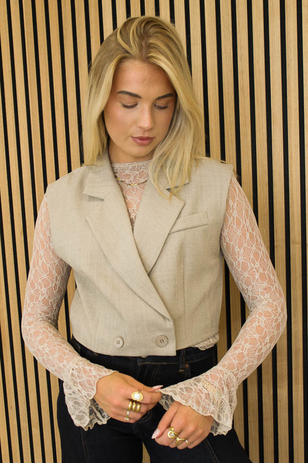 Lace top zand | Tess - Afbeelding 3
