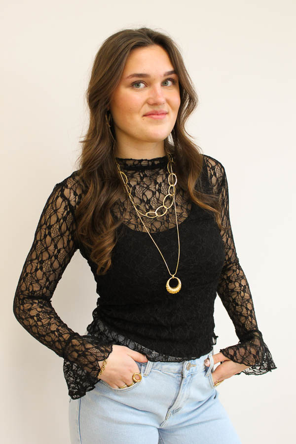 Lace top zwart | Tess