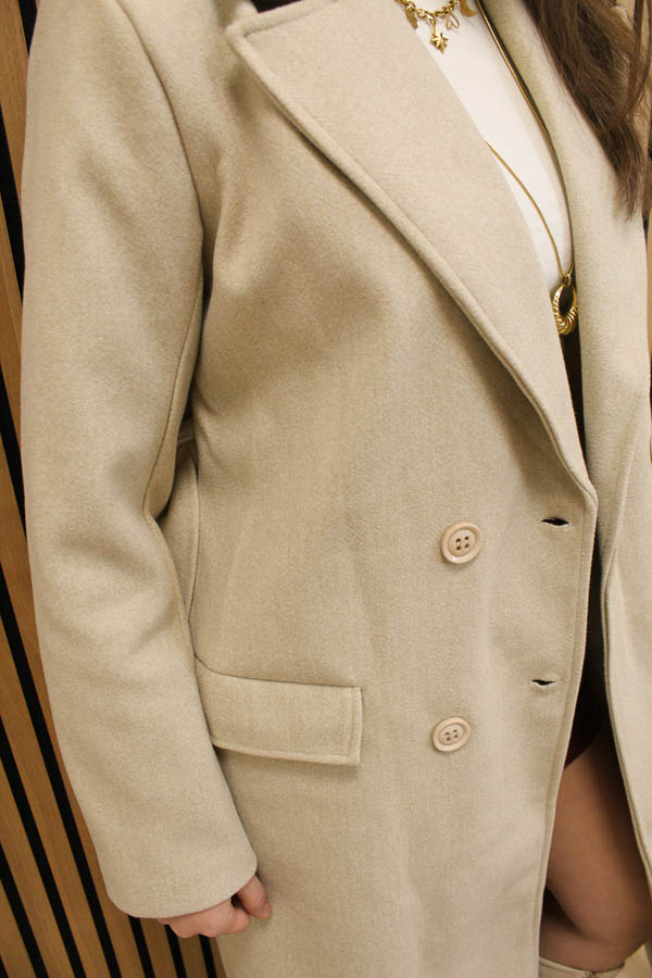 Lange jas met ceintuur beige - Afbeelding 4