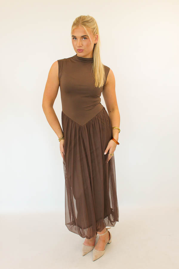 Lange jurk bruin | Denise