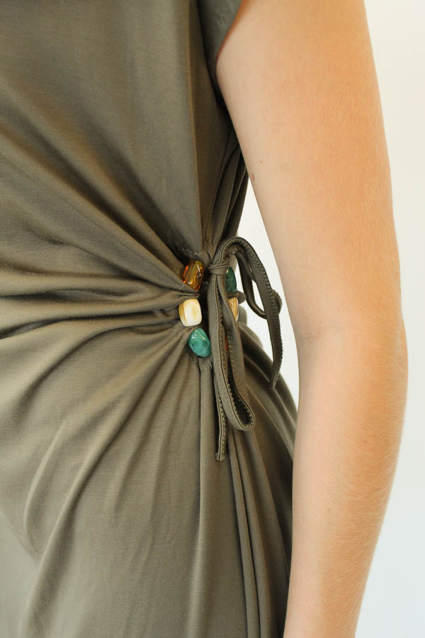 Lange jurk detail army | Elle - Afbeelding 3