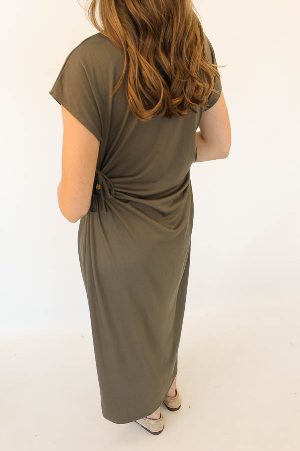Lange jurk detail army | Elle - Afbeelding 4