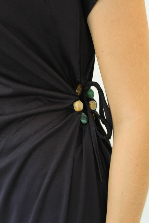 Lange jurk detail navy | Elle - Afbeelding 3