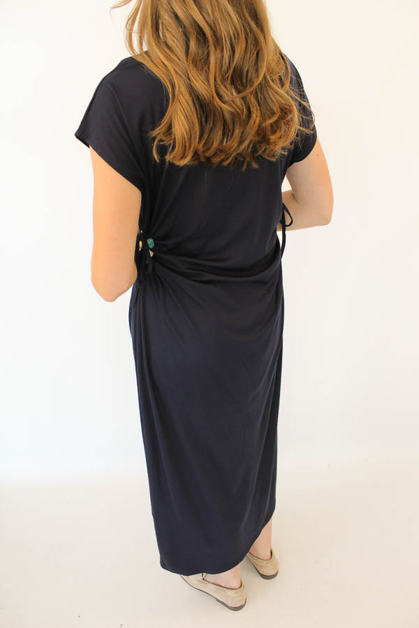Lange jurk detail navy | Elle - Afbeelding 4
