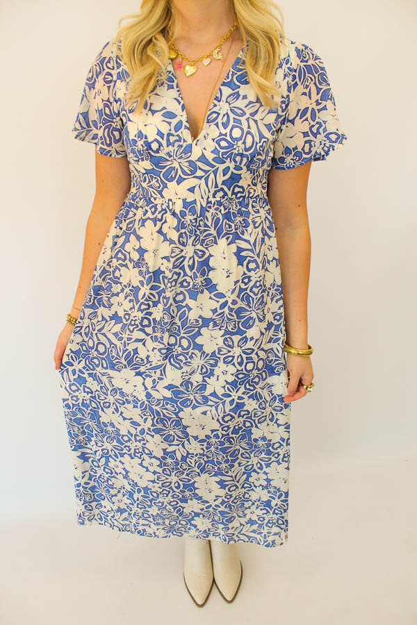 Lange jurk print blauw | Myla - Afbeelding 2