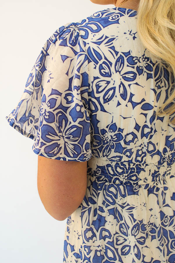 Lange jurk print blauw | Myla - Afbeelding 3