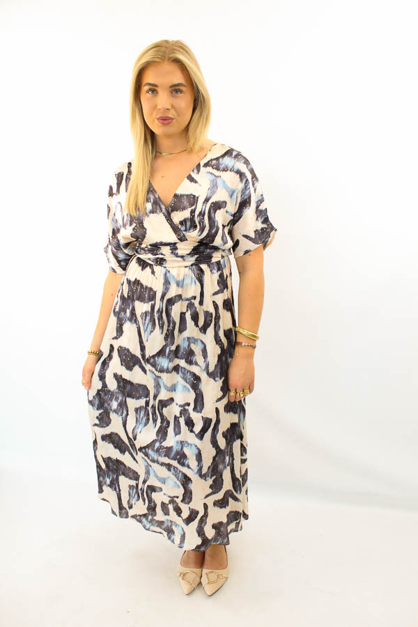Lange jurk print blauw | Rosa