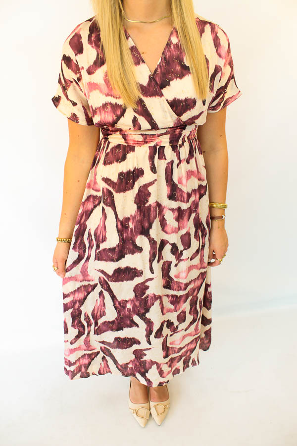 Lange jurk print paars | Rosa - Afbeelding 2