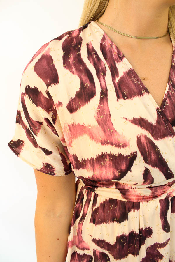 Lange jurk print paars | Rosa - Afbeelding 3