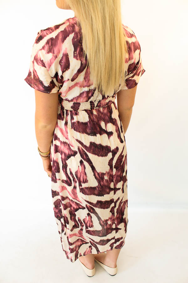Lange jurk print paars | Rosa - Afbeelding 4