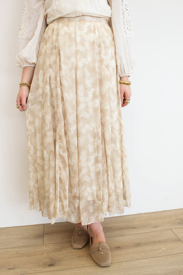 Lange rok print beige | Myla