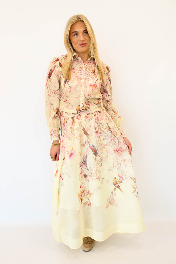 Lange rok print geel | Madee