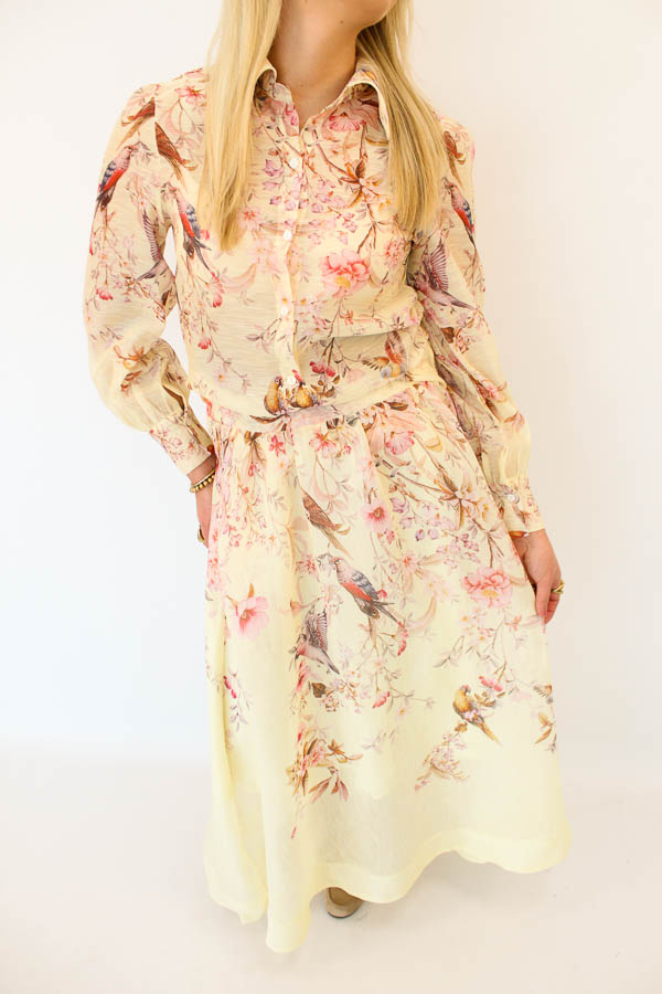 Lange rok print geel | Madee - Afbeelding 1