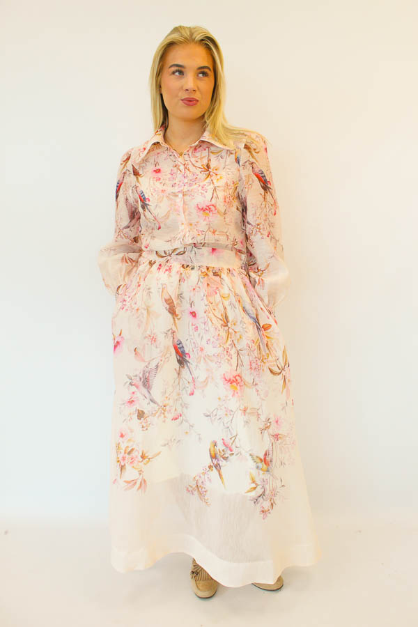 Lange rok print roze | Madee