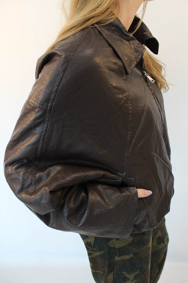 Leatherlook jacket brown | Sophie - Afbeelding 4