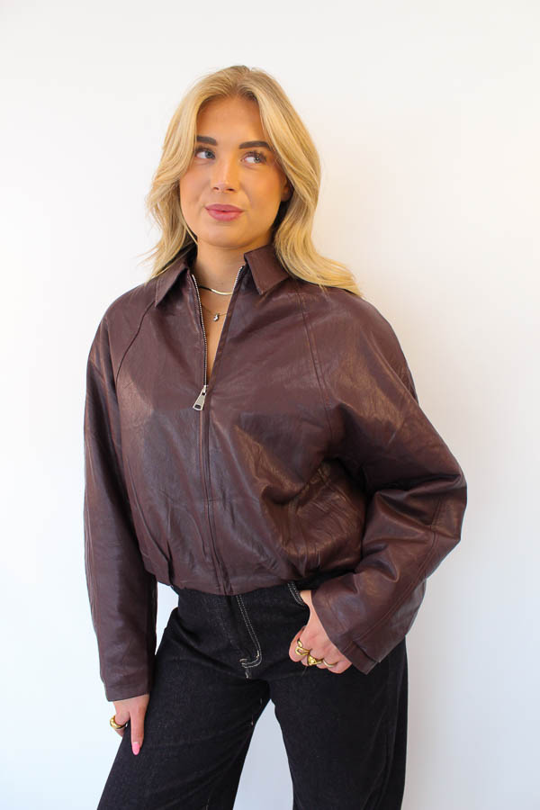 Leatherlook jacket burgundy | Sophie