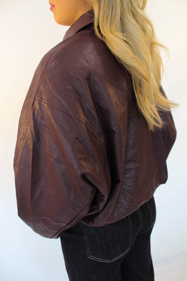 Leatherlook jacket burgundy | Sophie - Afbeelding 3
