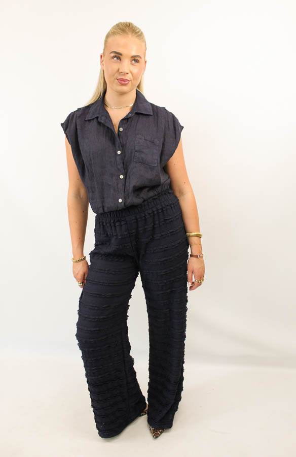 Linnen top navy | Megan - Afbeelding 3
