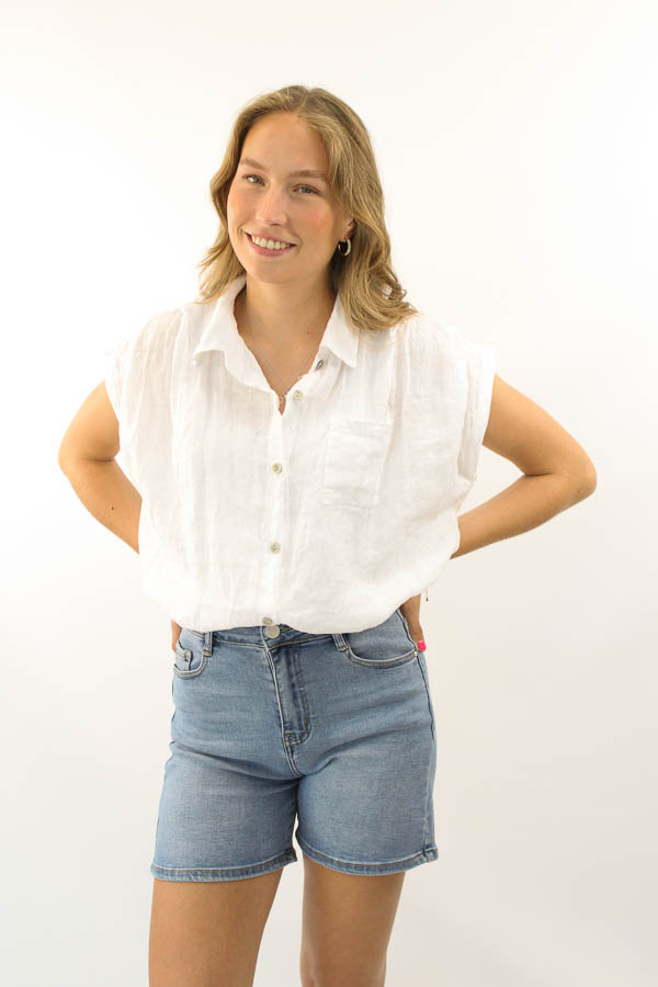 Linnen top wit | Megan - Afbeelding 2