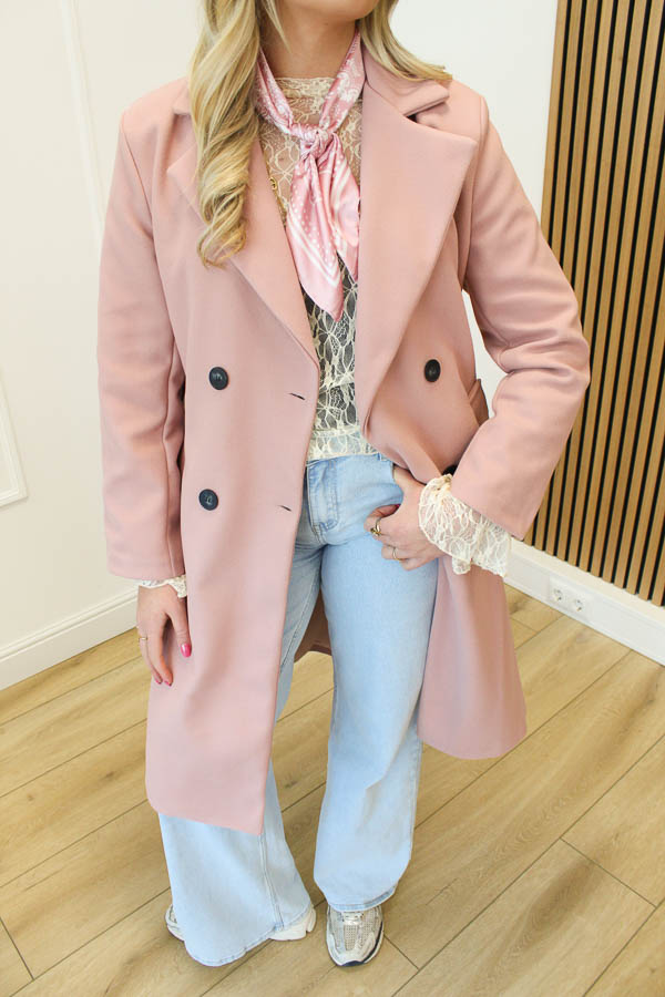 Mantel jas roze | Celine  - Afbeelding 3