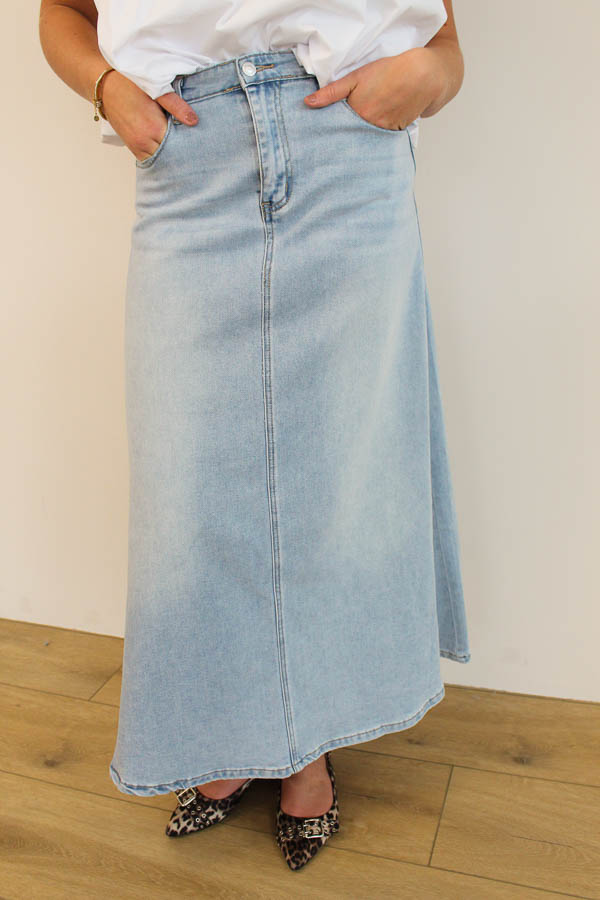Maxi denim rok blauw | Mirre - Afbeelding 2