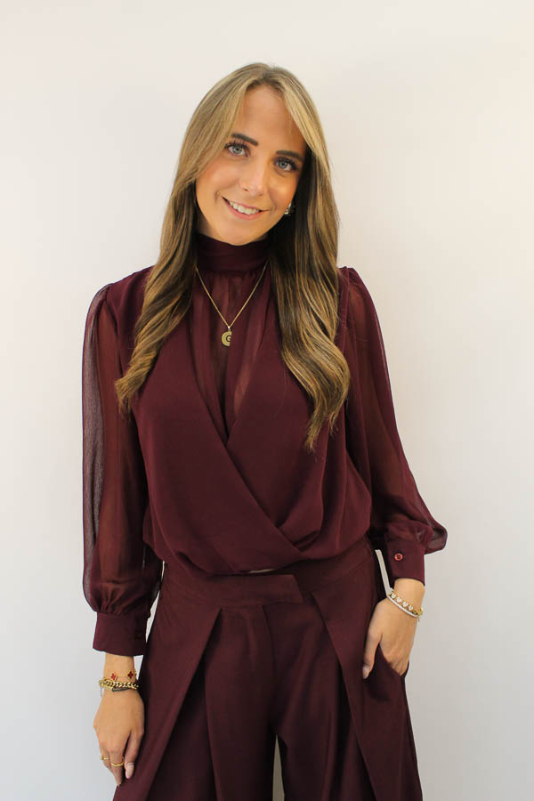 Mesh blouse bordeaux | Filou