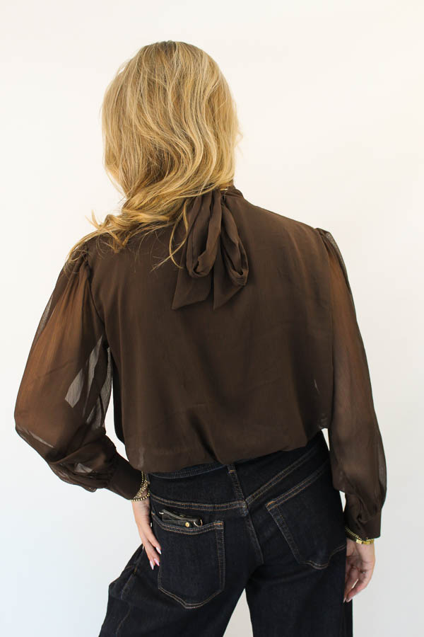 Mesh blouse bruin | Filou - Afbeelding 4