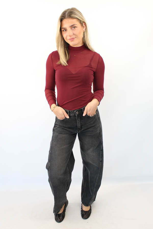 Mesh top bordeaux | Ziva - Afbeelding 3