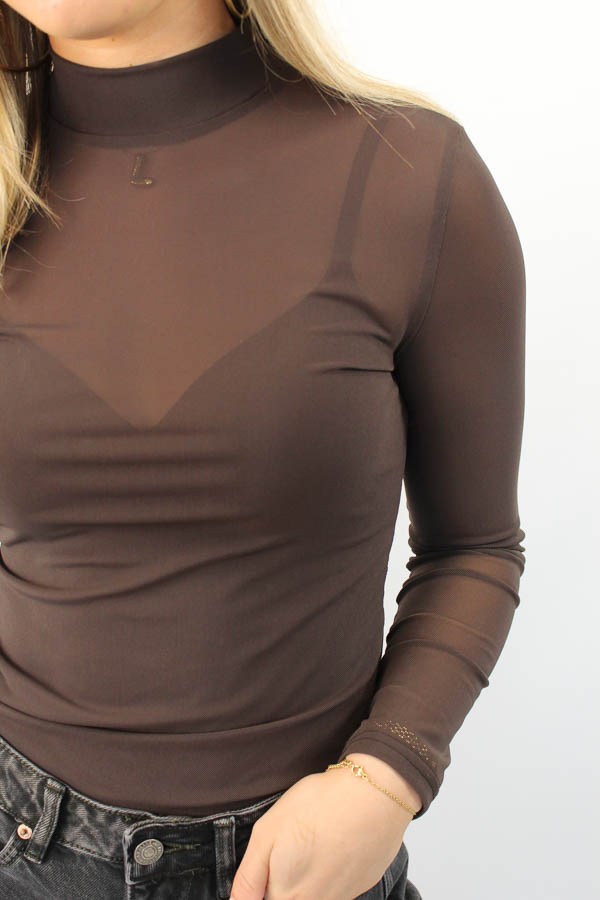 Mesh top bruin | Ziva - Afbeelding 2