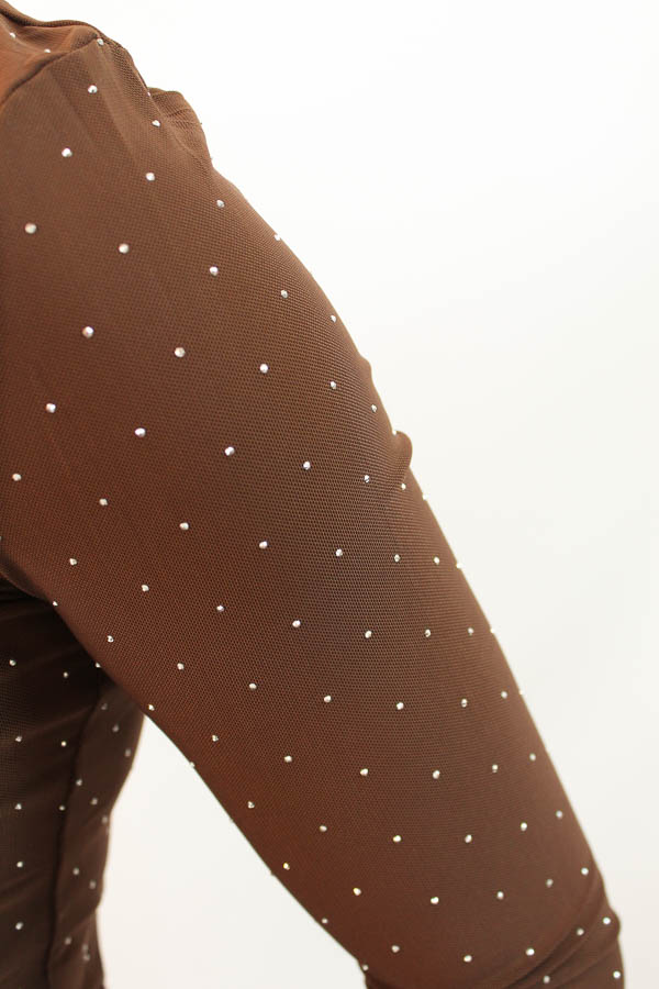 Mesh top glitter bruin | Liv - Afbeelding 3