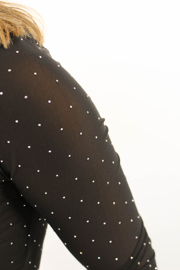 Mesh top glitter zwart | Liv - Afbeelding 3