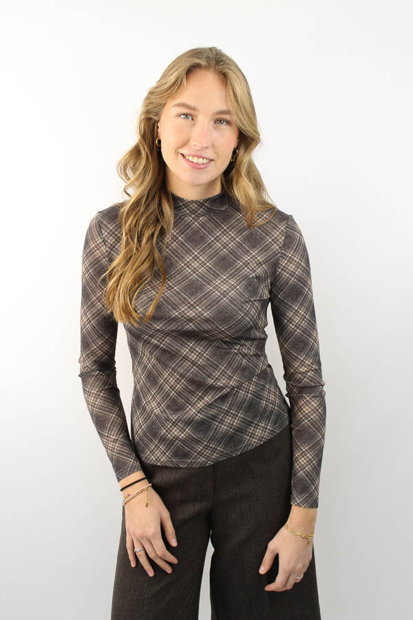 Mesh top ruiten grijs | Fajah  - Afbeelding 1