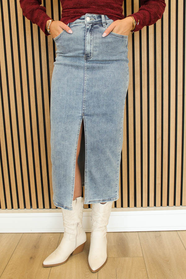 Midi spijkerrok blauw | Rosi - Afbeelding 3